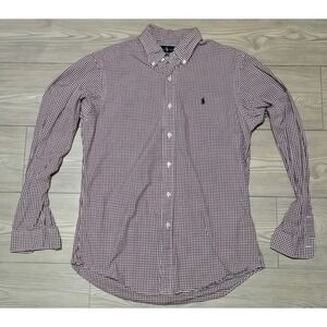 Ralph Lauren Button Up Shirt Mens Size Medium Red White Check Long Sleeve Custom